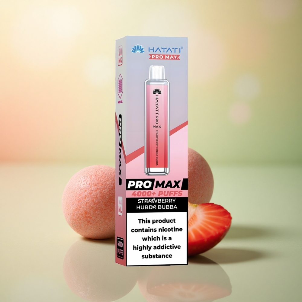 Hayati Pro Max 4000 Puffs Jordgubbe Hubba Bubba Dual Coil 1400mAh