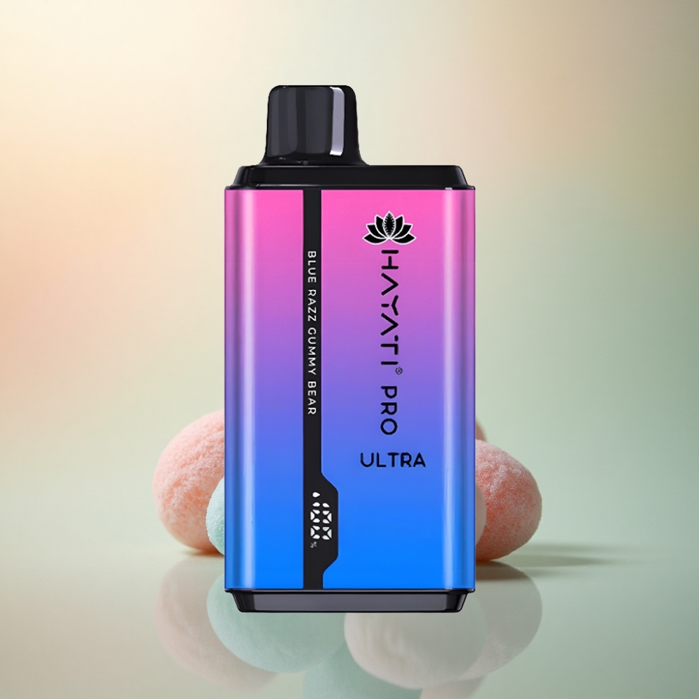 Hayati Pro Ultra 15000 Puffs Blå Hallon Gummy Bear 850mAh 2% Nikotin