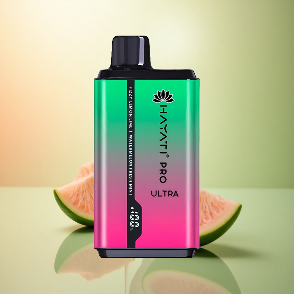 Hayati Pro Ultra 15000 Puffs Friskt Citron & Lime Vattenmelon Färsk Mynta 850mAh 2% Nikotin