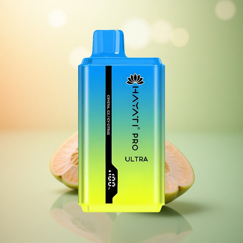 Hayati Pro Ultra 15000 Puffs Kristallglass Frostig Citron med 850mAh och 2% nikotin