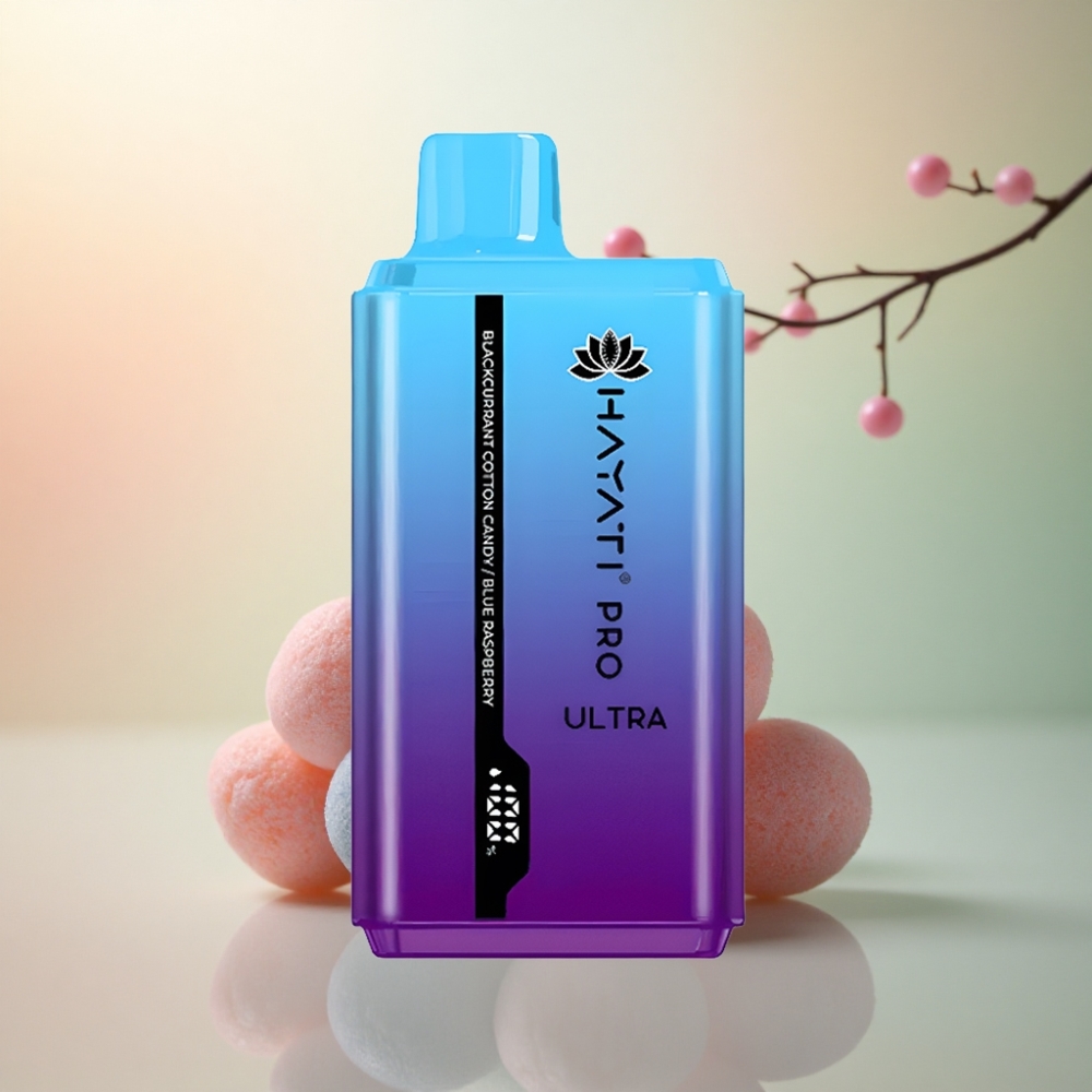 Hayati Pro Ultra 15000 Puffs Svartvinbärs Bomullssocker Blå Hallon med 2% nikotin och 850mAh