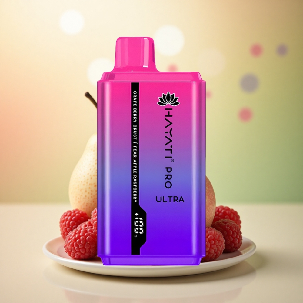 Hayati Pro Ultra 15000 Puffs Vinbär Explosion Päron Äpple Hallon 850mAh 2% Nikotin
