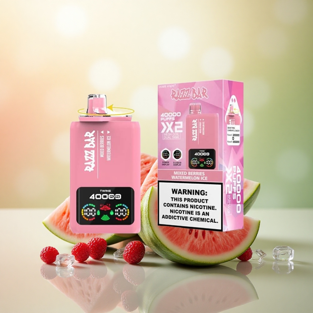 Razz Bar 40000 Puffs Blandade Bär - Vattenmelon Is 1.0Ohm 2 Mesh Coil 650 mAh