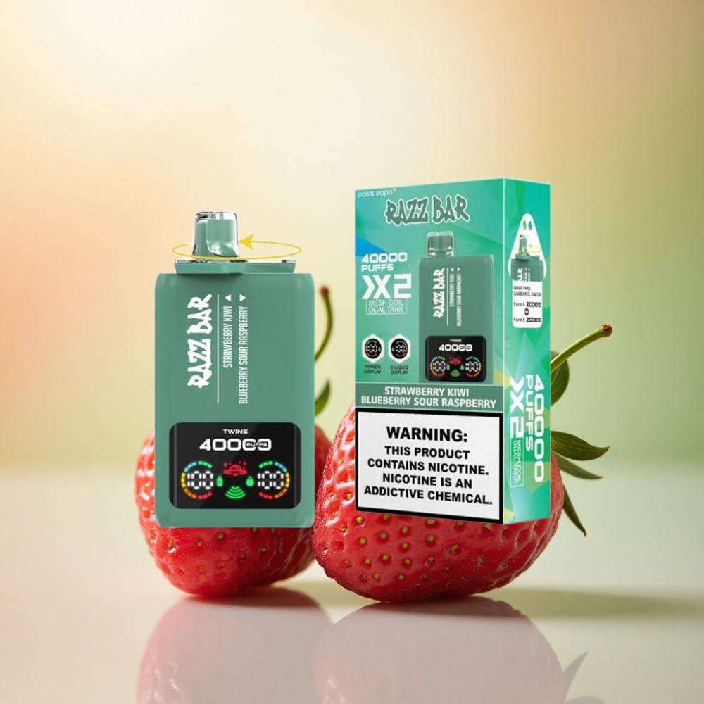 Razz Bar 40000 Puffs Jordgubbe Kiwi - Blåbär Sur Hallon med 650 mAh och 5% Nikotin