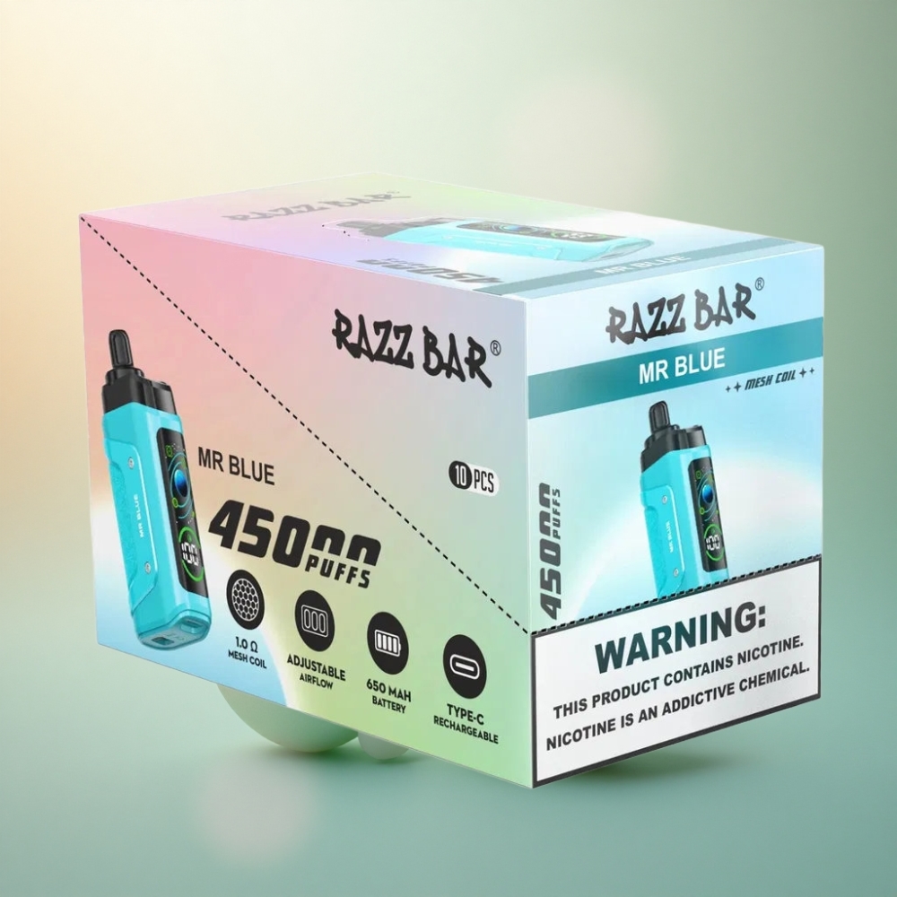 Razz Bar 45000 Puffs Herr Blå 1.0 Ohm 650 mAh