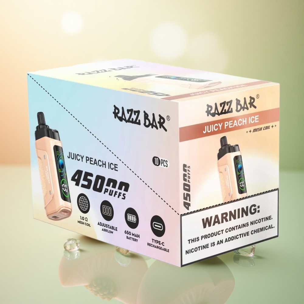 Razz Bar 45000 Puffs Saftig Persika Is med 20 mg/ml Nikotin och 650 mAh