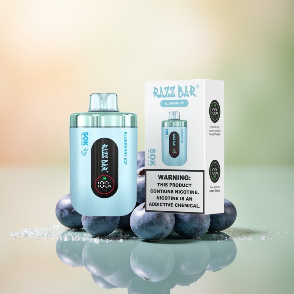 Razz Bar 50K Puffs Blåbär Is 650 mAh 2% Nikotin