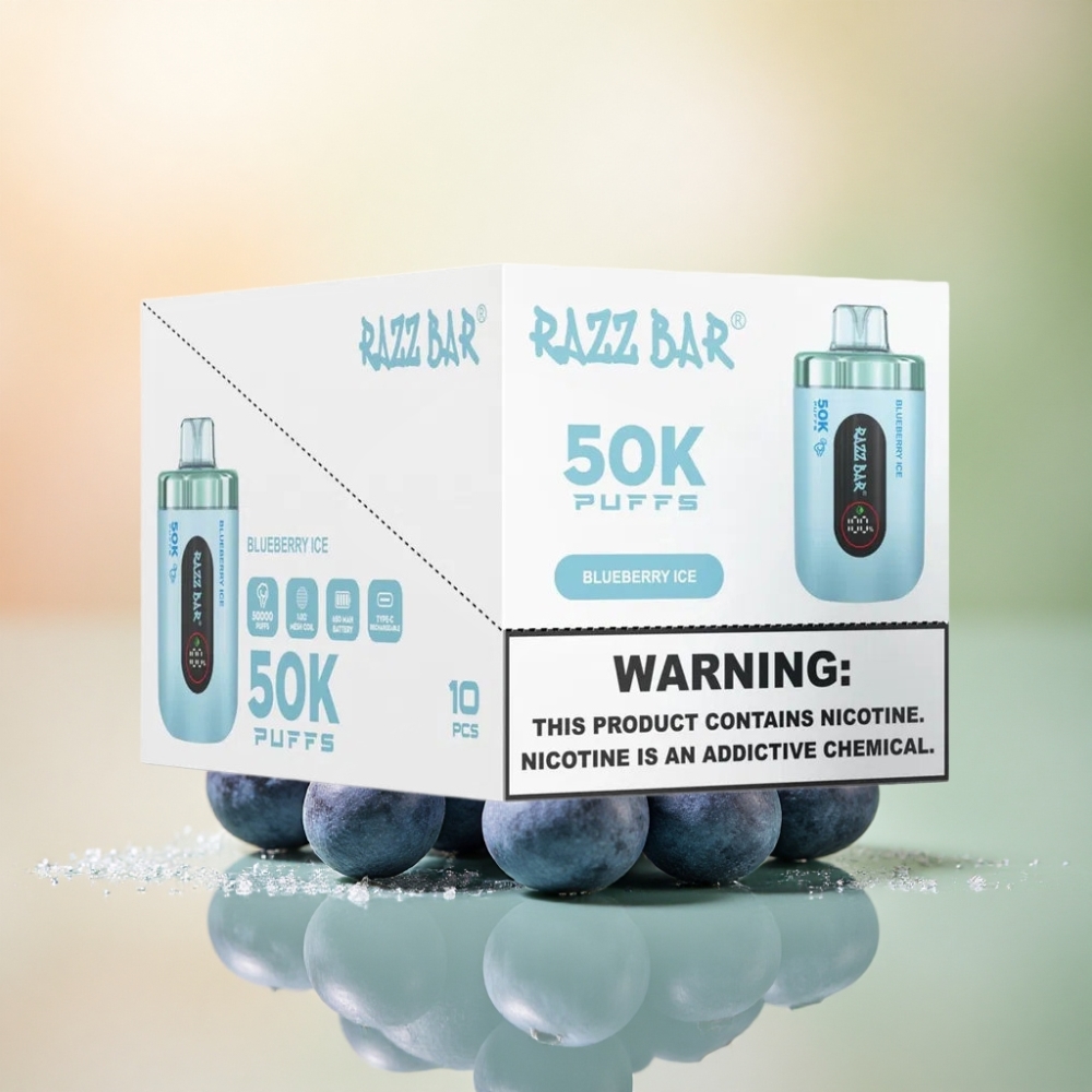 Razz Bar 50K Puffs Blåbär Is 650 mAh 2% Nikotin