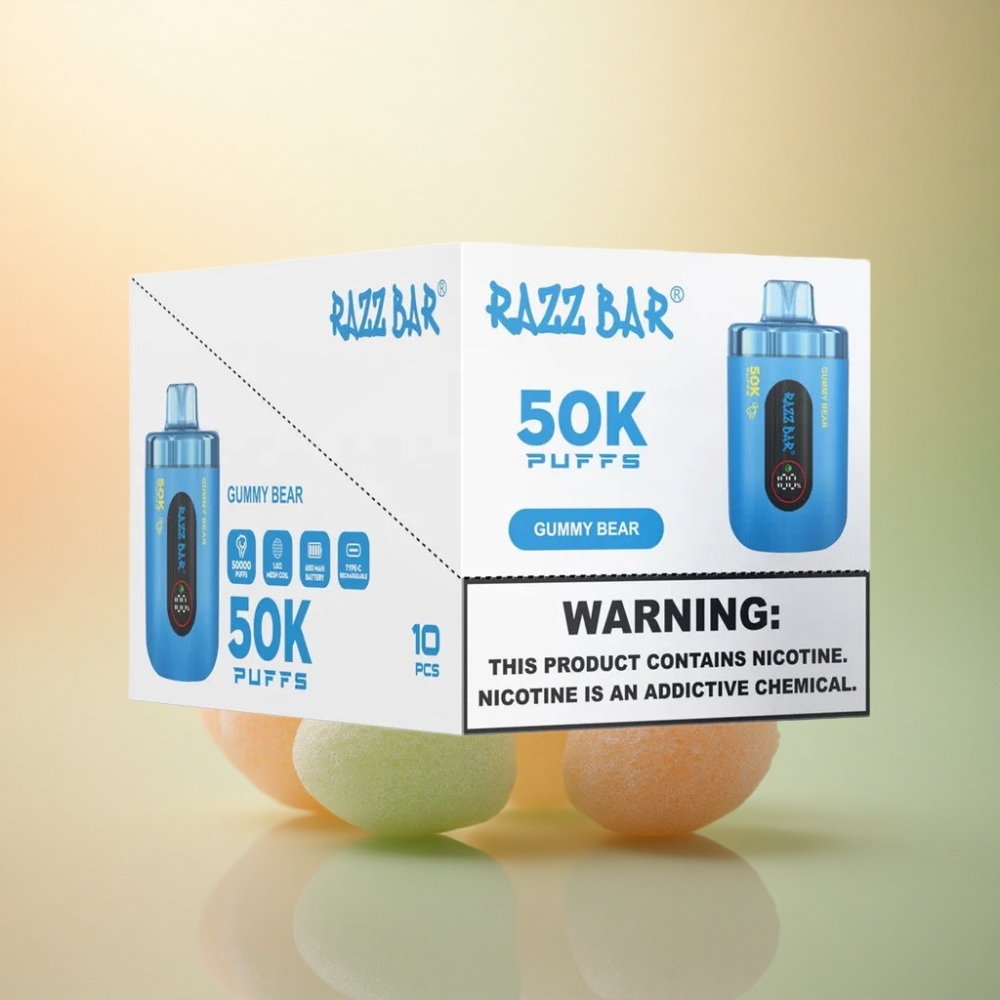 Razz Bar 50K Puffs Godisbjörn Engångsvape 1.0 Ohm Mesh Coil 650 mAh
