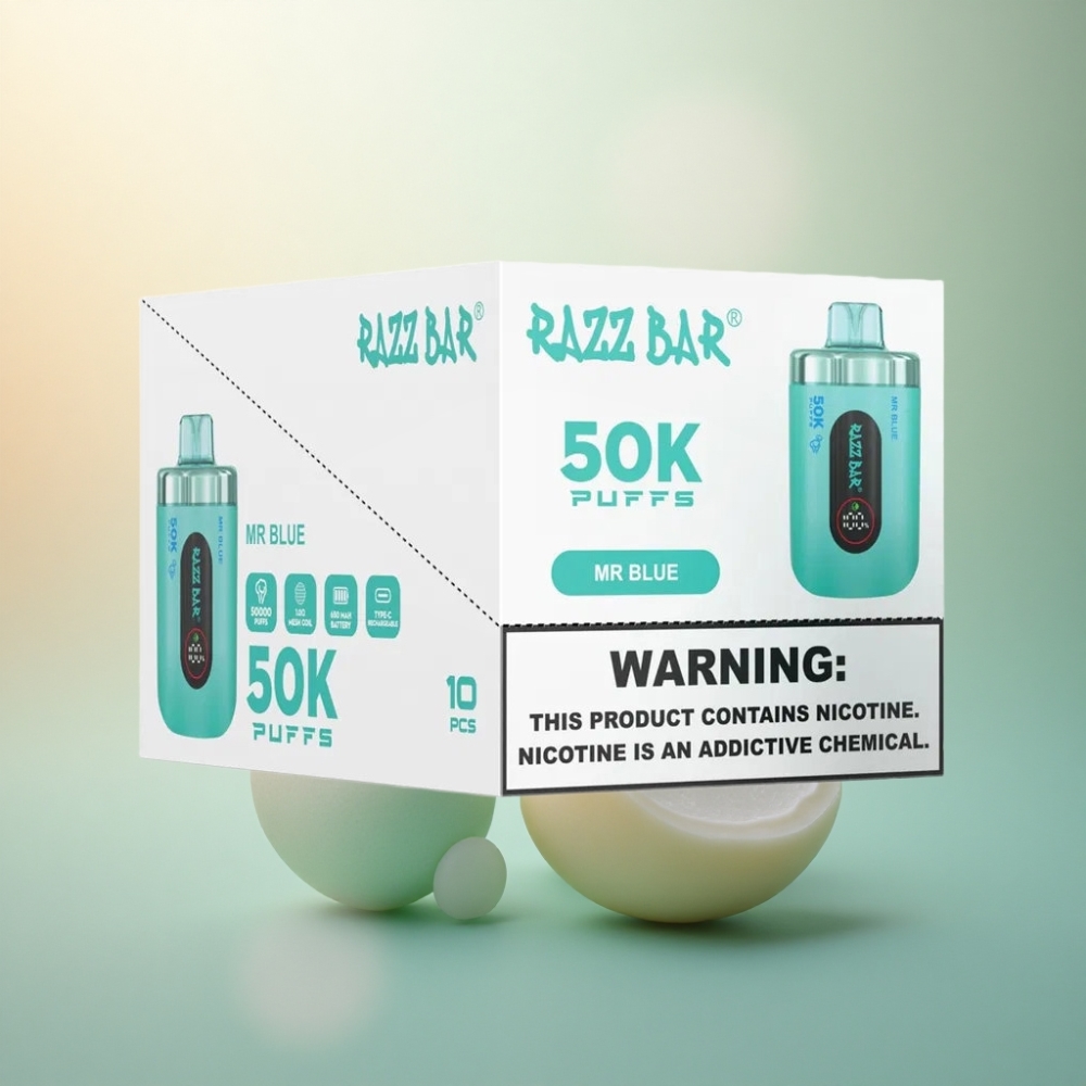 Razz Bar 50K Puffs Herr Blå 1.0 Ohm 650 mAh