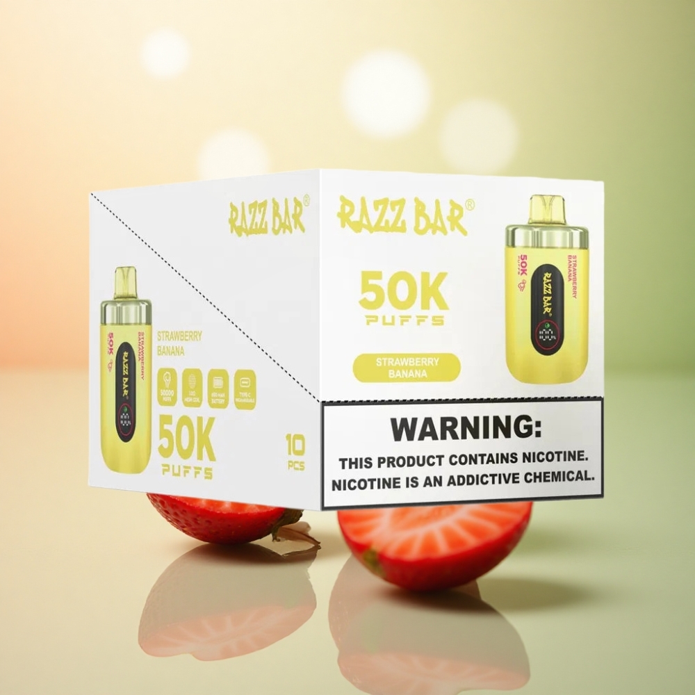 Razz Bar 50K Puffs Jordgubb Banan Typ-C 650mAh 2% Nikotin