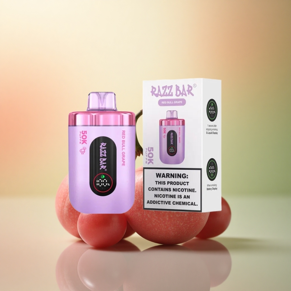 Razz Bar 50K Puffs Röd Druva 650 mAh 2% Nikotin