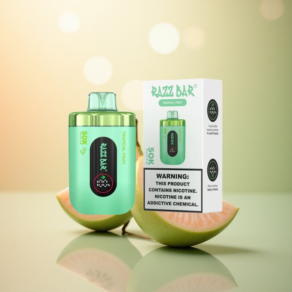 Razz Bar 50K Puffs Tropisk Frukt 1.0 Ohm Mesh Coil Typ-C