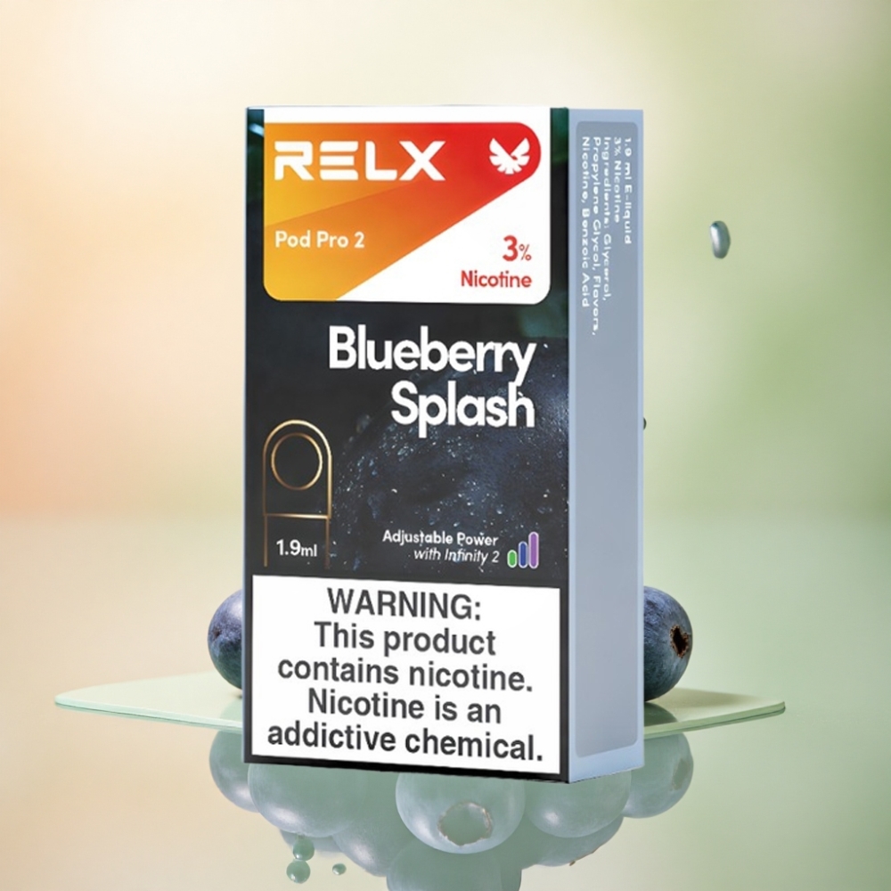 Relx Pod Pro 2 Vape Device Blåbärsplash 30mg/ml nikotin, 600 puffar, 1.9ml, 5.5W/6.5W/8W