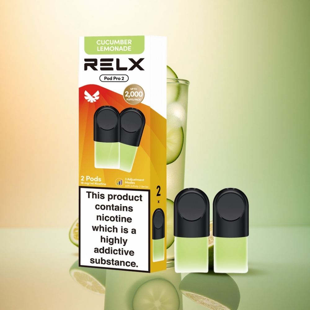 Relx Pod Pro 2 Vape Device Dryck-Gurka Lemonad 18mg/ml 1.9ml 5.5W/6.5W/8W 2/3 förpackningar