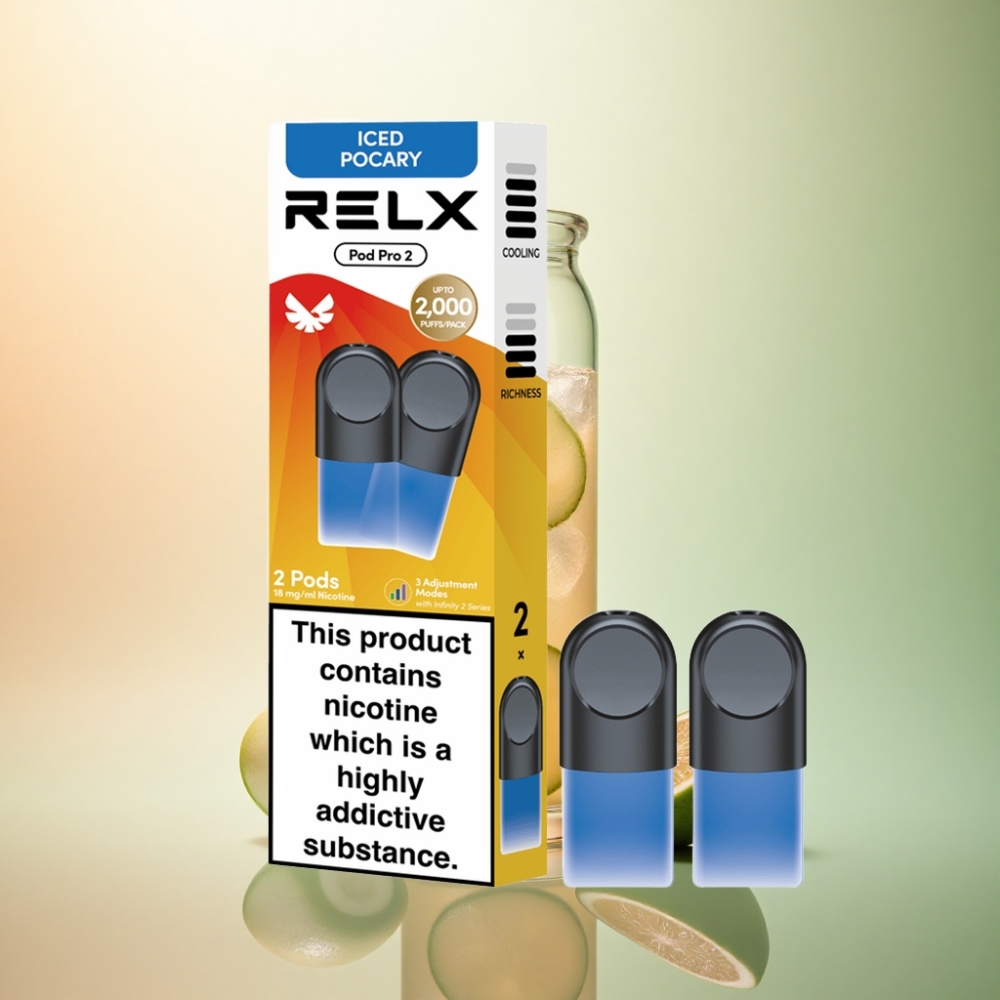 Relx Pod Pro 2 Vape Device Dryck-Isad Pocary 18mg/ml Nikotin 1,9ml 3 Spänningslägen (5,5W 6,5W 8W)