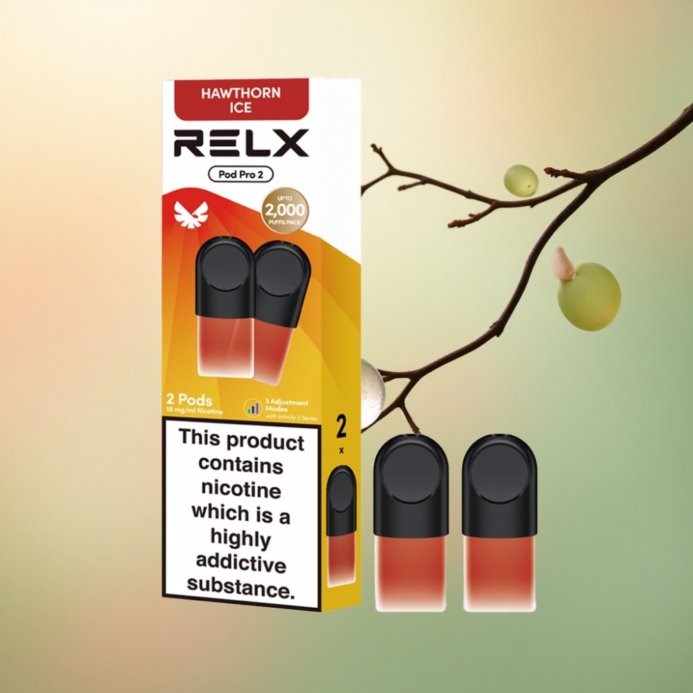 Relx Pod Pro 2 Vape Device Hagtorn Is 18 mg/ml Nikotin 1,9 ml 5,5W/6,5W/8W