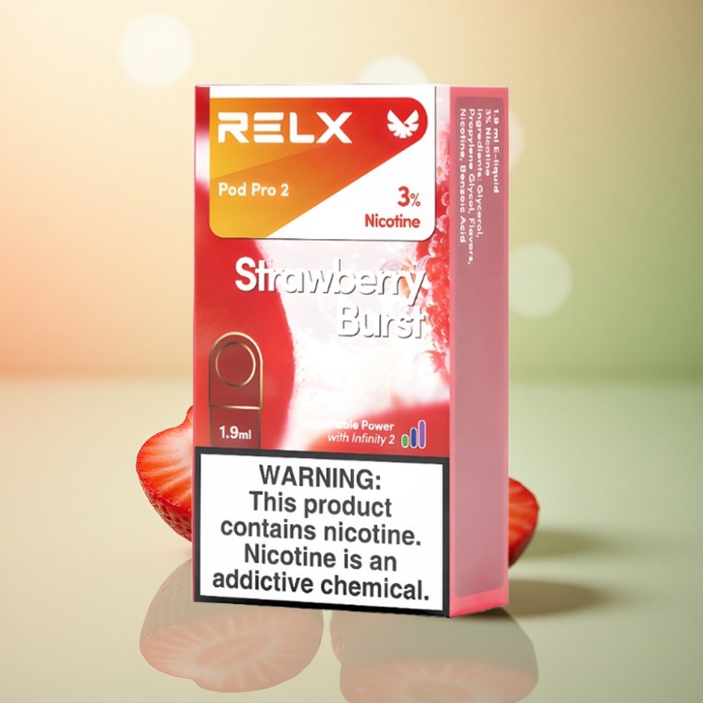 Relx Pod Pro 2 Vape Device Jordgubbsprlång 30mg/ml nikotin, 1.9ml, 3 spänningslägen