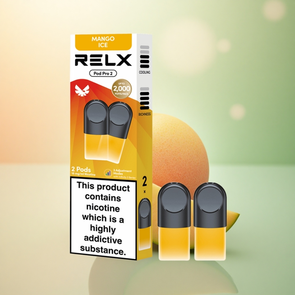 Relx Pod Pro 2 Vape Device Mango Is 18mg/ml Nikotin 1.9ml 5.5W/6.5W/8W