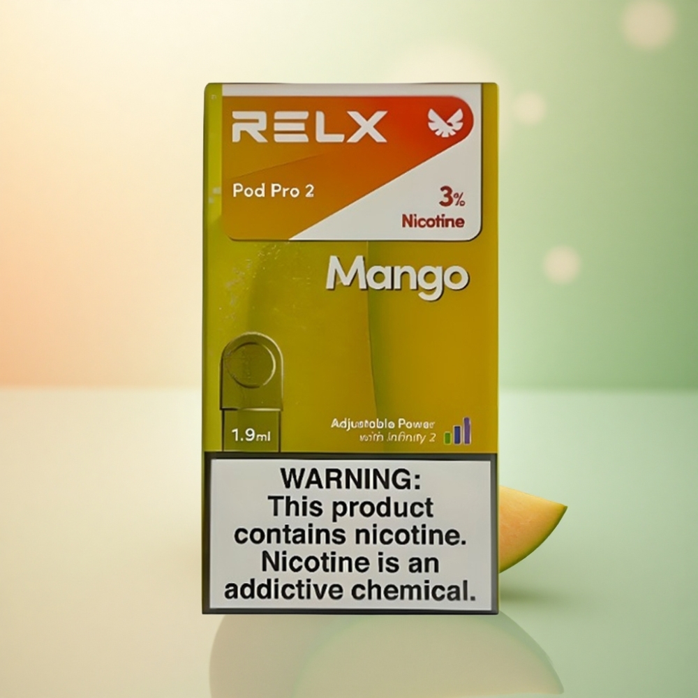 Relx Pod Pro 2 Vape Device Mango Is 30mg/ml Nikotin 1.9ml 5.5W/6.5W/8W