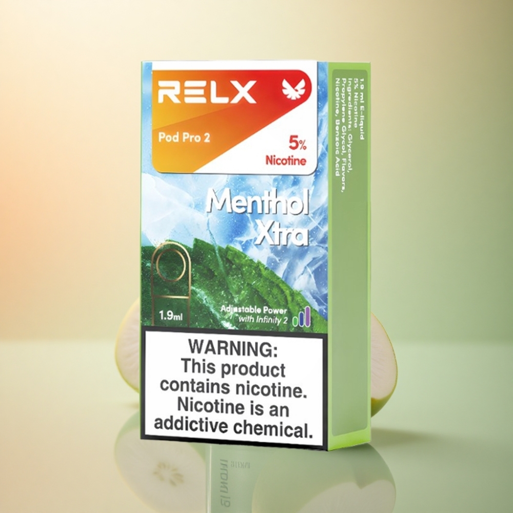 Relx Pod Pro 2 Vape Device Menthol Xtra 50mg/ml nikotin - 1.9ml kapacitet, 600 puffar, 3 spänningslägen