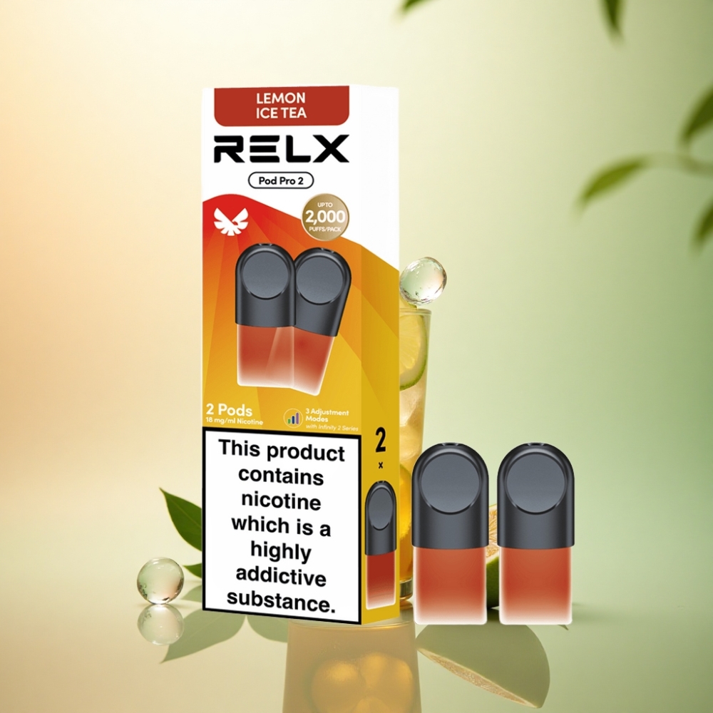 Relx Pod Pro 2 Vape Device Te-Lemon Iste 18mg/ml Nikotin, 1.9ml Kapacitet, 5.5W/6.5W/8W Spänningsinställning