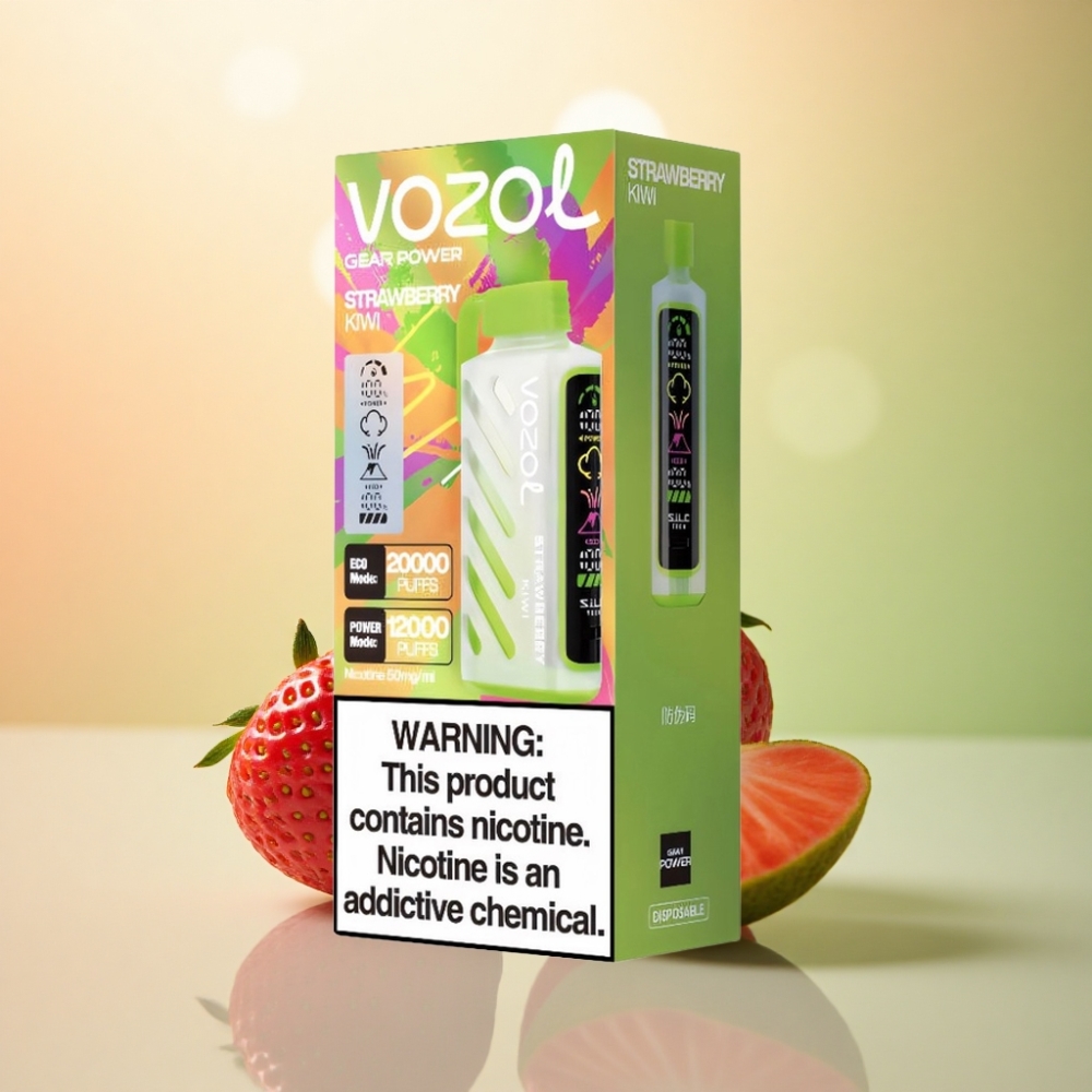 VOZOL Gear Power 20000 Puffs Jordgubb Kiwi 20mL 5% Nikotin Dual Mesh Coil