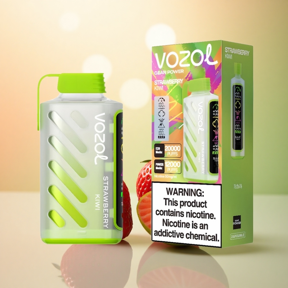 VOZOL Gear Power 20000 Puffs Jordgubb Kiwi 20mL 5% Nikotin Dual Mesh Coil