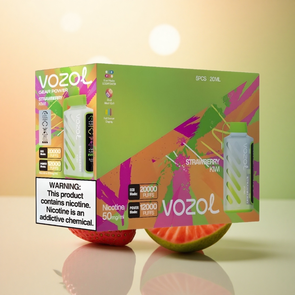 VOZOL Gear Power 20000 Puffs Jordgubb Kiwi 20mL 5% Nikotin Dual Mesh Coil