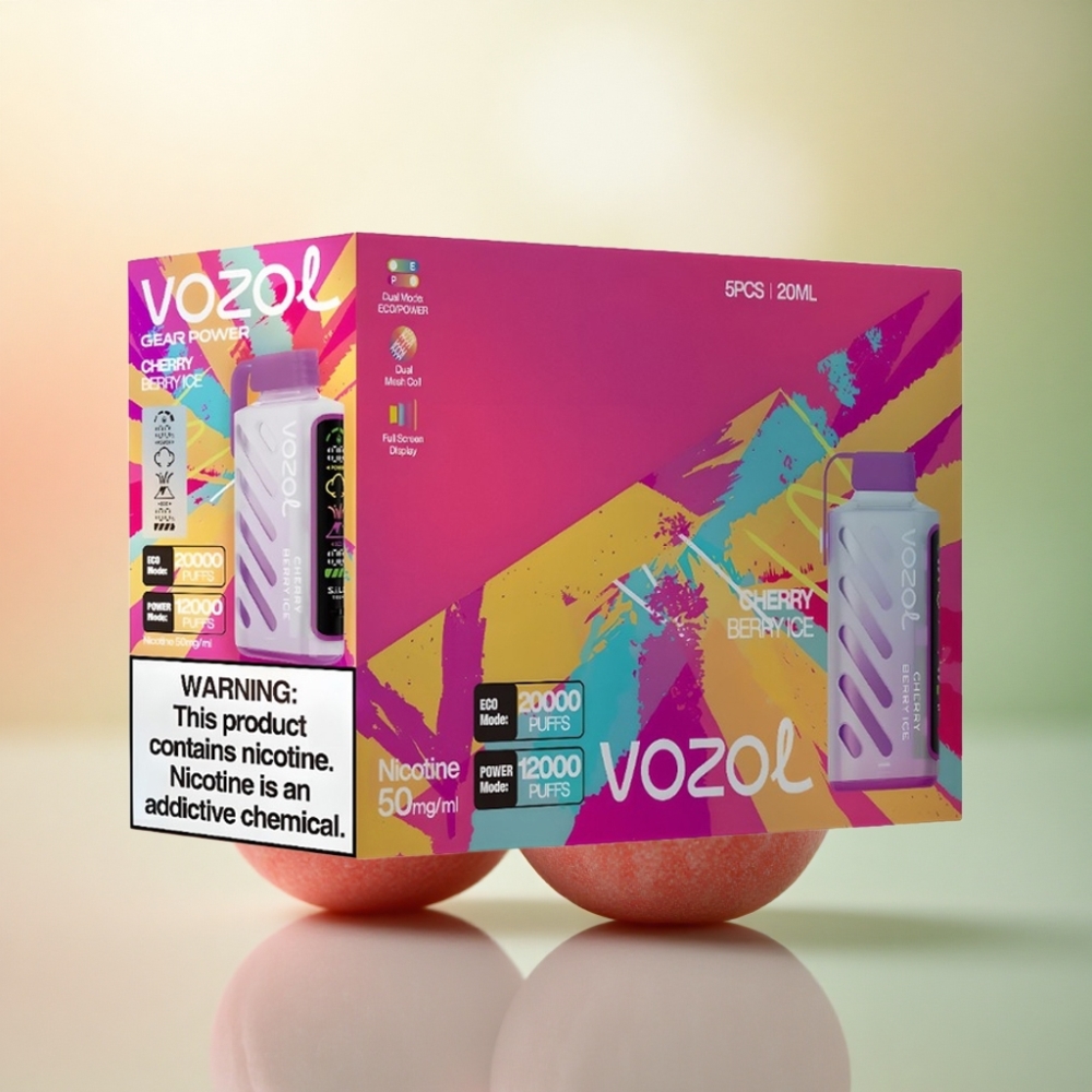 VOZOL Gear Power 20000 Puffs Körsbärsbär Is med Dual Mesh Coil och 20mL Förfylld E-Vätska