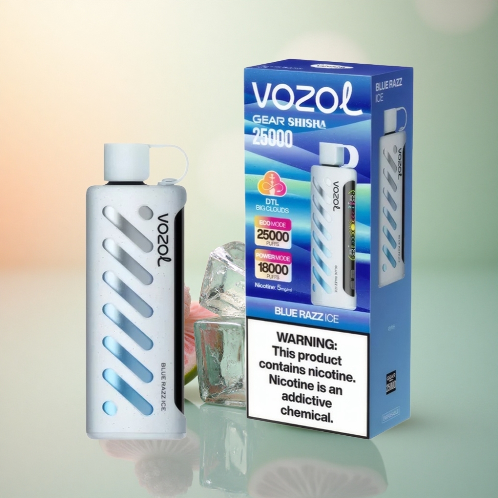 VOZOL Gear Shisha 25000 Puffs Blå Hallon Is 1000mAh 5mg Nikotin