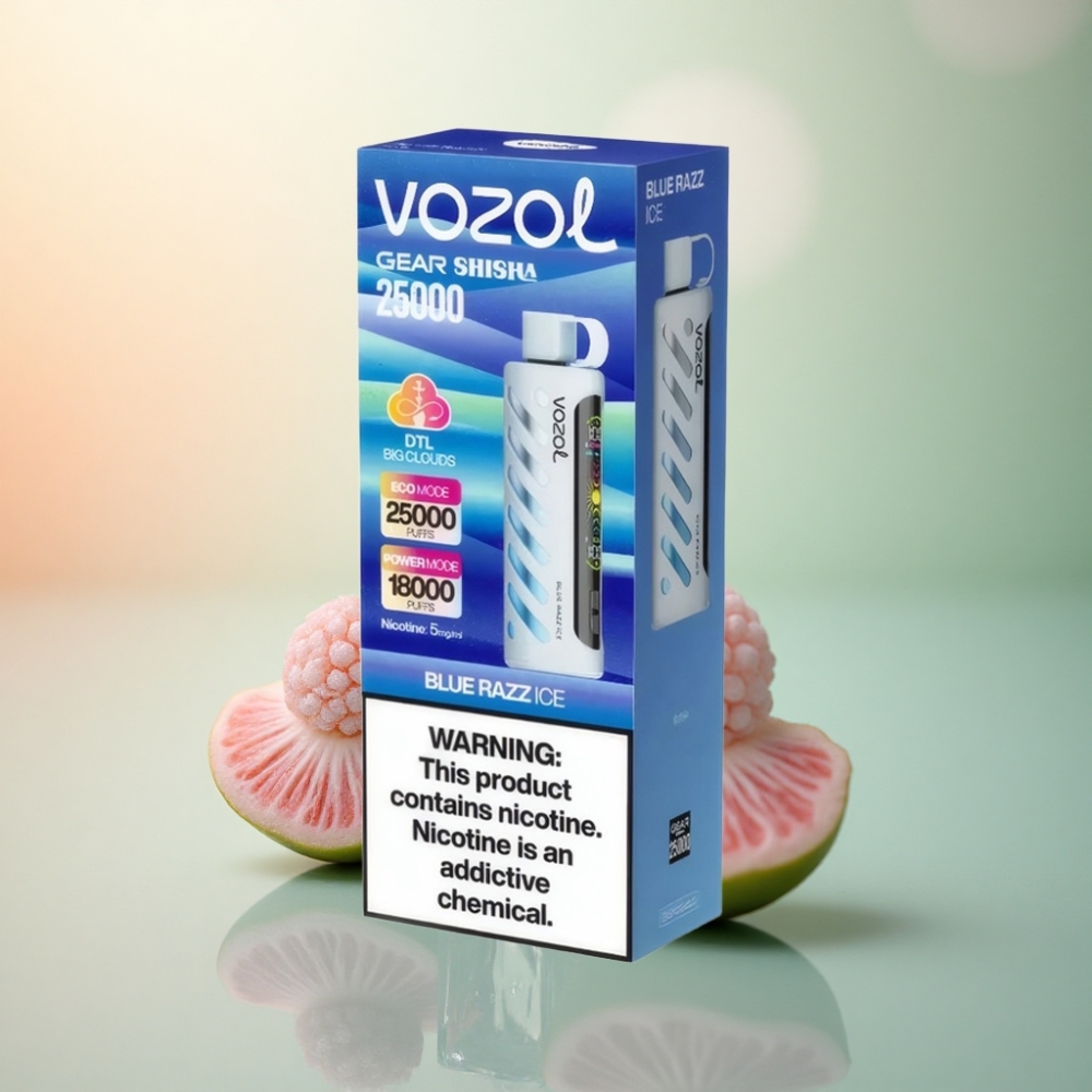 VOZOL Gear Shisha 25000 Puffs Blå Hallon Is 1000mAh 5mg Nikotin