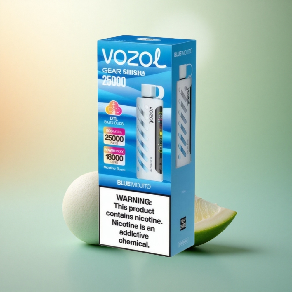 VOZOL Gear Shisha 25000 Puffs Blå Mojito med Dual Mesh och 5mg/ml Nikotin