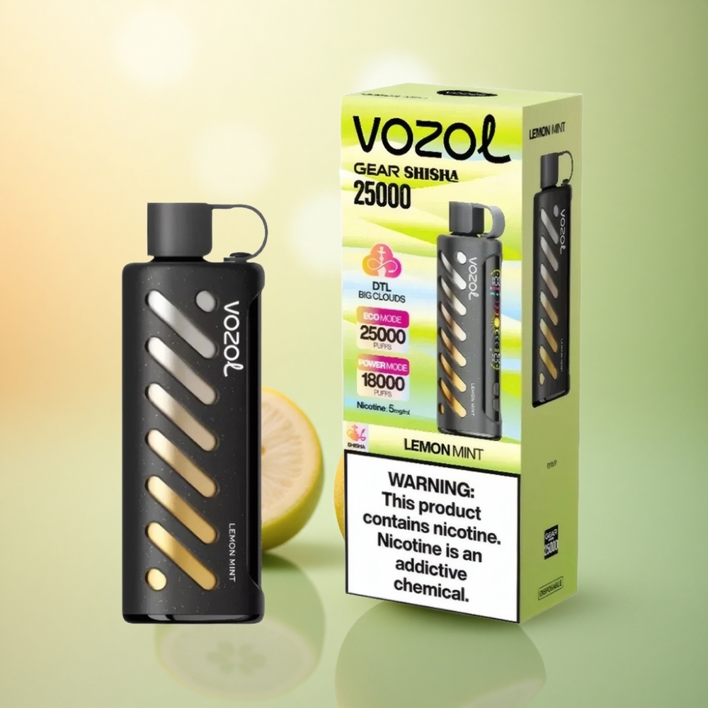VOZOL Gear Shisha 25000 Puffs Citronmynta Dual Mesh 1000mAh 5mg nikotin