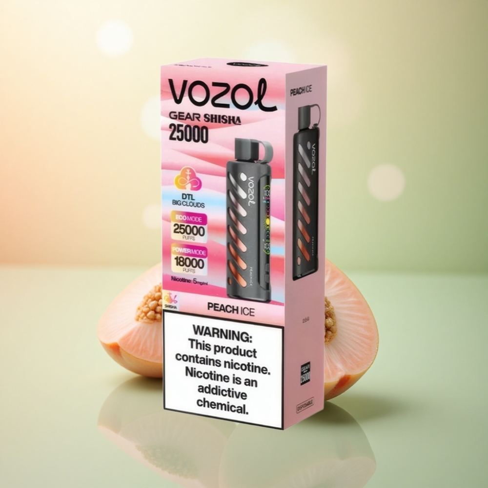 VOZOL Gear Shisha 25000 Puffs Persika Is med Dual Mesh och 5mg nikotin