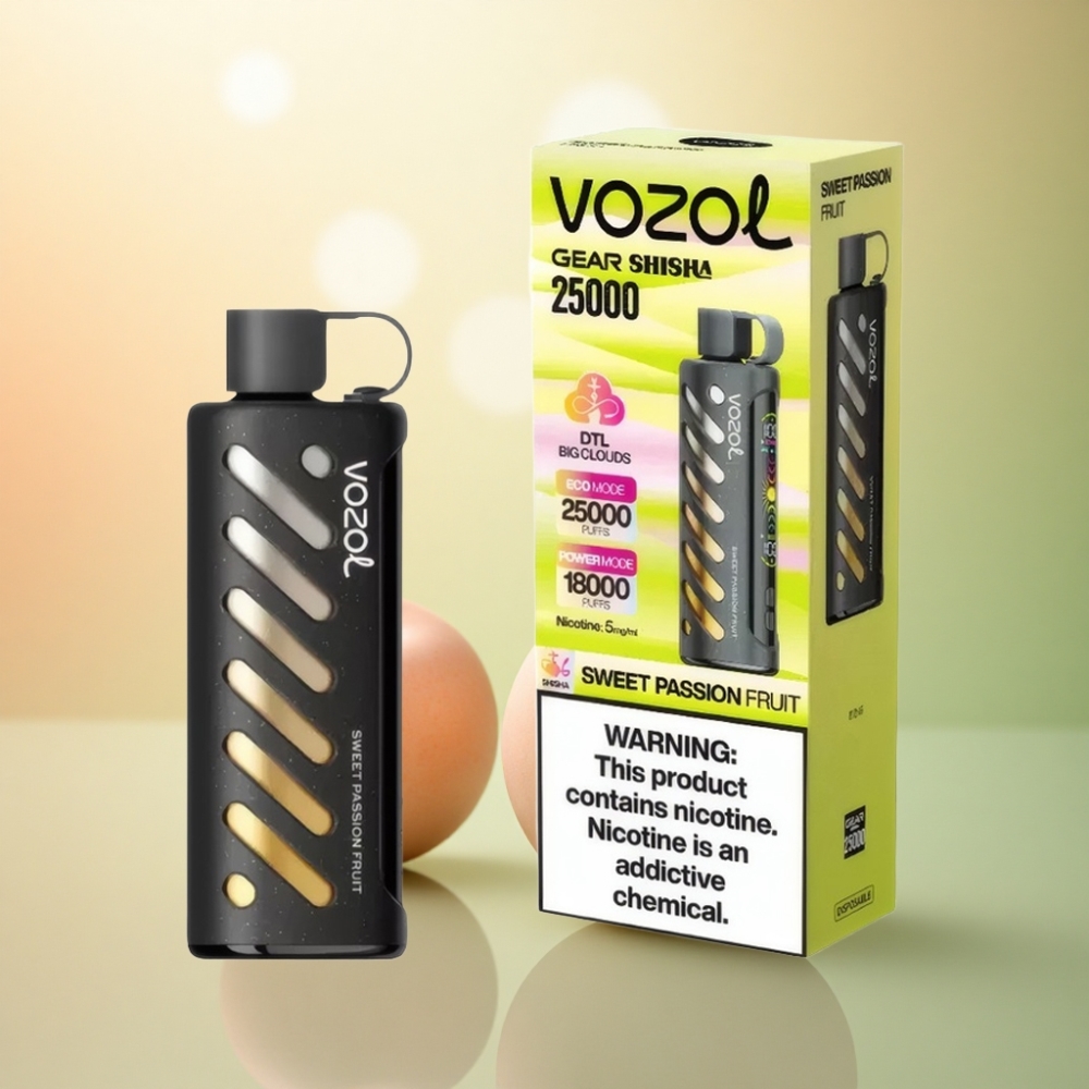 VOZOL Gear Shisha 25000 Puffs Söt Passionfrukt med Dual Mesh och 5mg nikotin