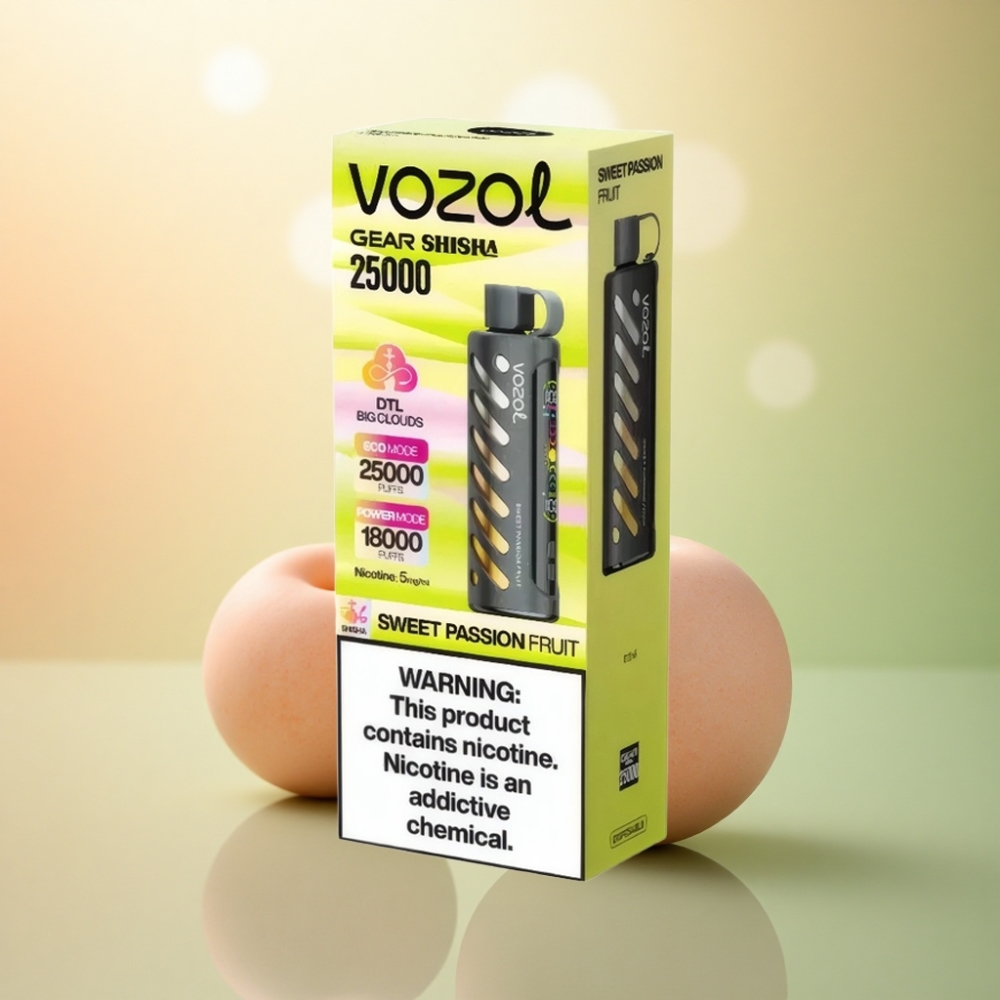 VOZOL Gear Shisha 25000 Puffs Söt Passionfrukt med Dual Mesh och 5mg nikotin