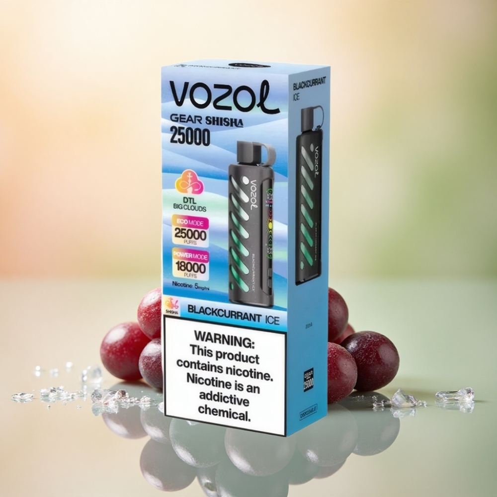 VOZOL Gear Shisha 25000 Puffs Svartvinbärsglass Med Dual Mesh & 1000mAh