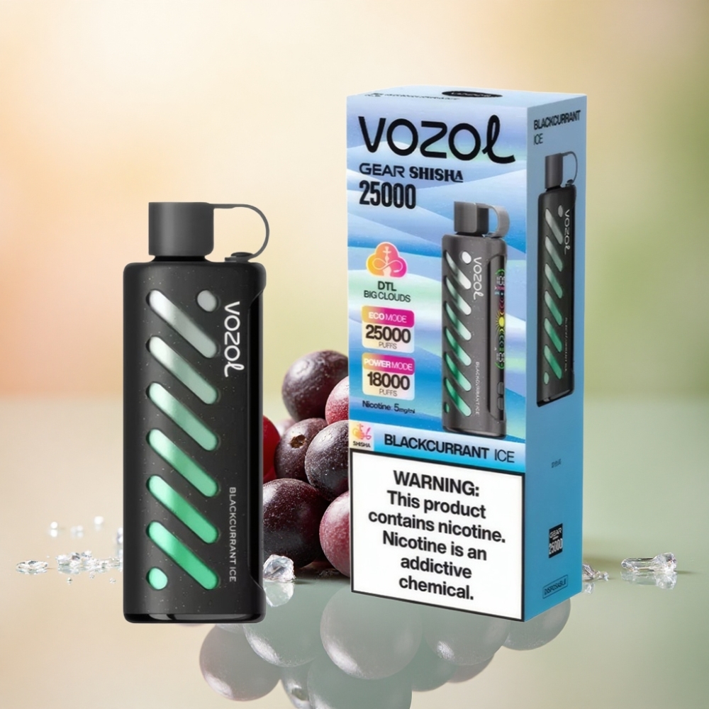 VOZOL Gear Shisha 25000 Puffs Svartvinbärsglass Med Dual Mesh & 1000mAh